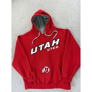 Utah Utes Stitched Logo Campus Hoodie Sweatshirt (Men's Large) Red